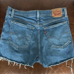Levi's Blue Jean Shorts with Frayed Hem